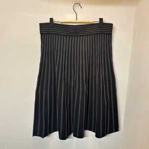Max Studio Black and White Striped A-Line Skirt